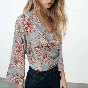ZARA Floral Blouse size Large